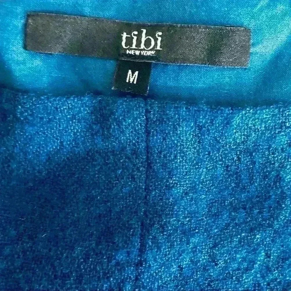 Tibi Royal Blue Cold Shoulder Cut Out Wool Blouse - Picture 15 of 15